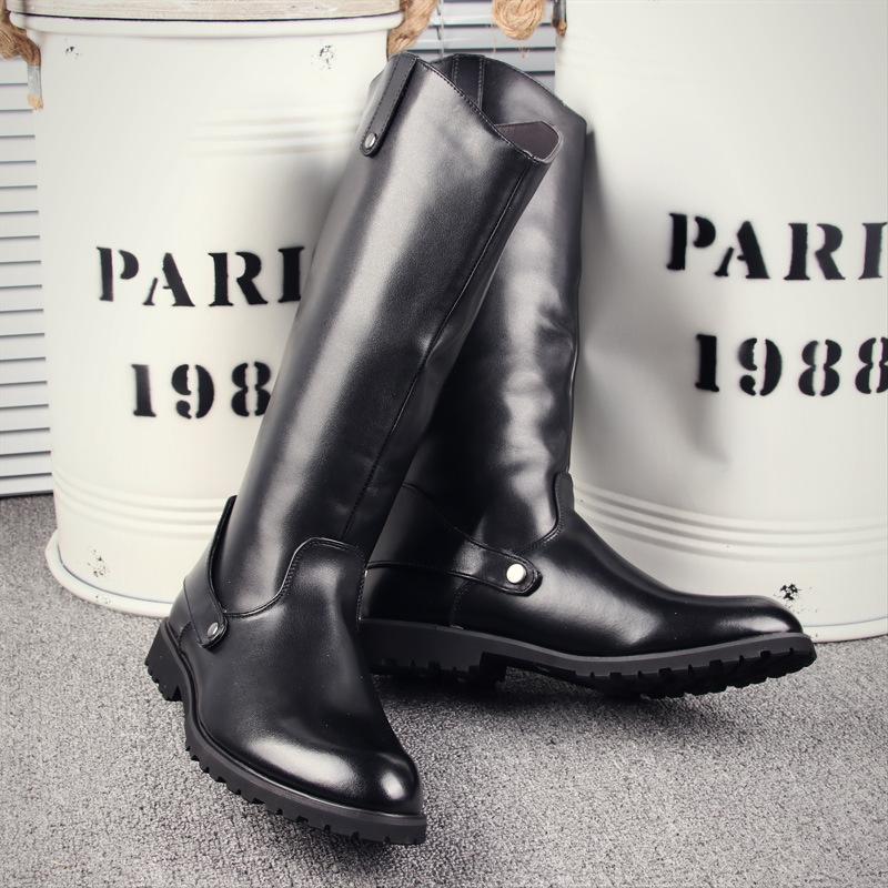 Tall Boots Men's Long Leather Boots Cowboy Boots Zipper Pointed Boots Trendy Horse Boots Outdoor Trendy Boots Martin Knight Boots