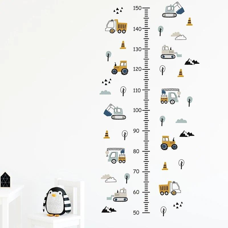 1PC Cartoon Car Height Measurement Wall Stickers For Waterproof Removable PVC Kids Room Kindergarten Home Decoration