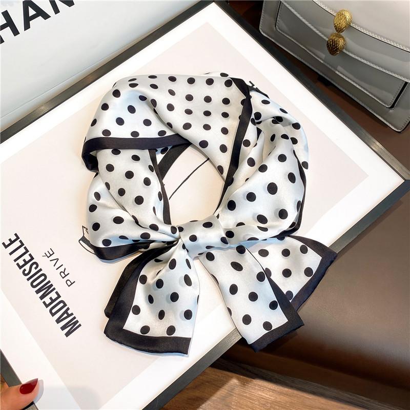 2025 dot100% Silk Scarf For Women Long Print Luxury Natural Shawls Wraps Scarves Hijab Foulard Lady Office Neck Kerchief Bandana