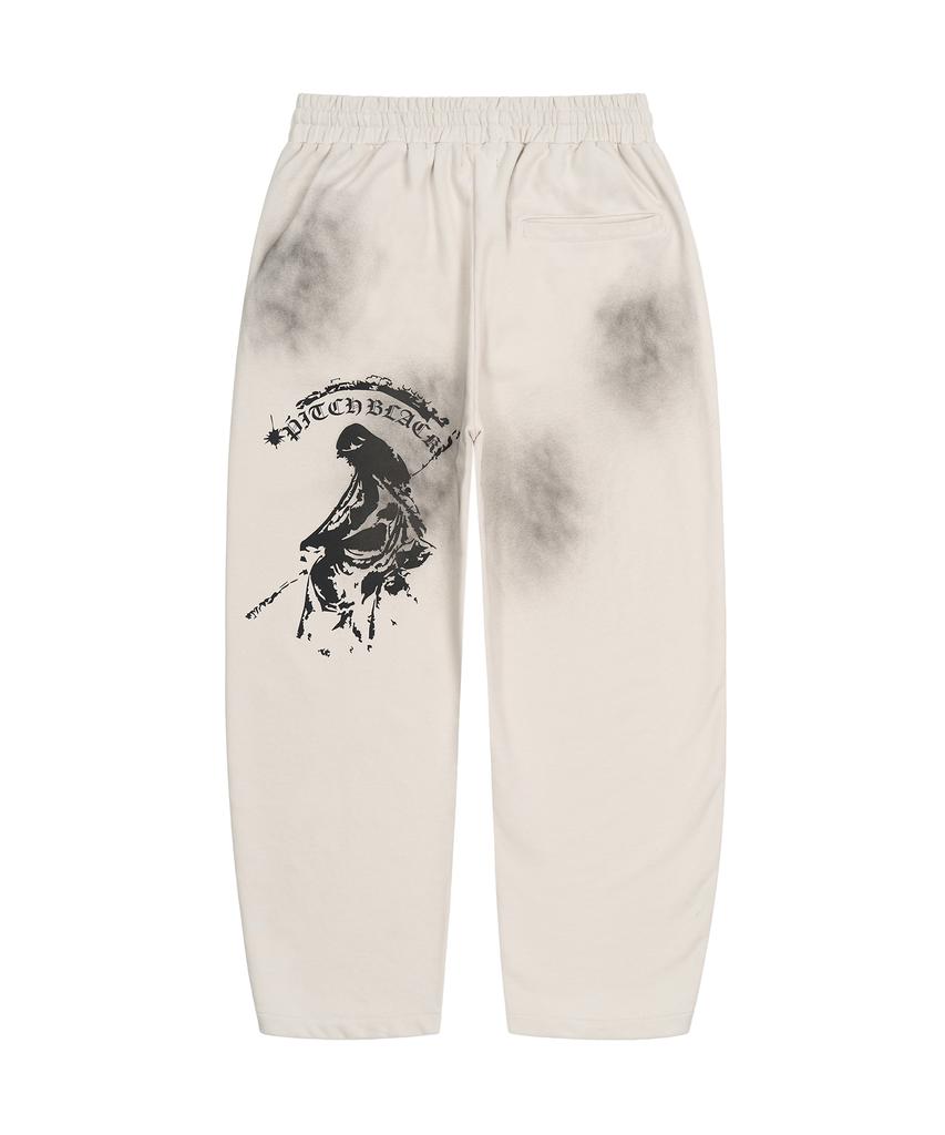 Pichibeullaeg Dirty White Printing Sweat Pants (White)