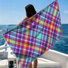 Neon Multicolor Plaid Beach Towel Ultra-fine Fiber Quick Drying Absorbent Beach Swimming Vacationvacation Essentials Gifts