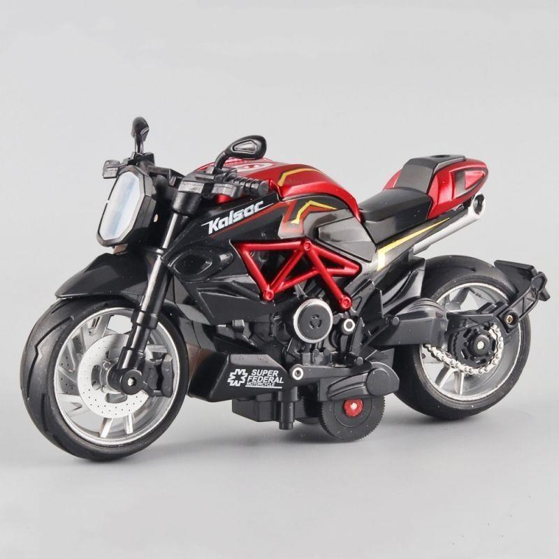 Dreamy Alloy Motorcycle Model 1:12 with Sound & Light Effects - Pull-Back Toy for Kids