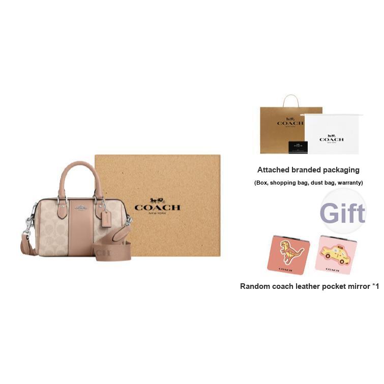 Coach Rowan 18 Logo Zip Closure Faux Leather Crossbody Shoulder Bag Small Women Bags Milk-Tea CW331-SVPWH
