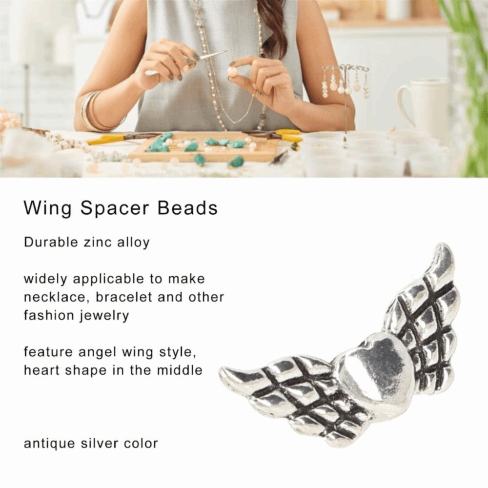 100pcs Zinc Alloy Angel Wing Beads Silver Fairy Wing Charm Beads Wing Charm Beads  DIY Craft