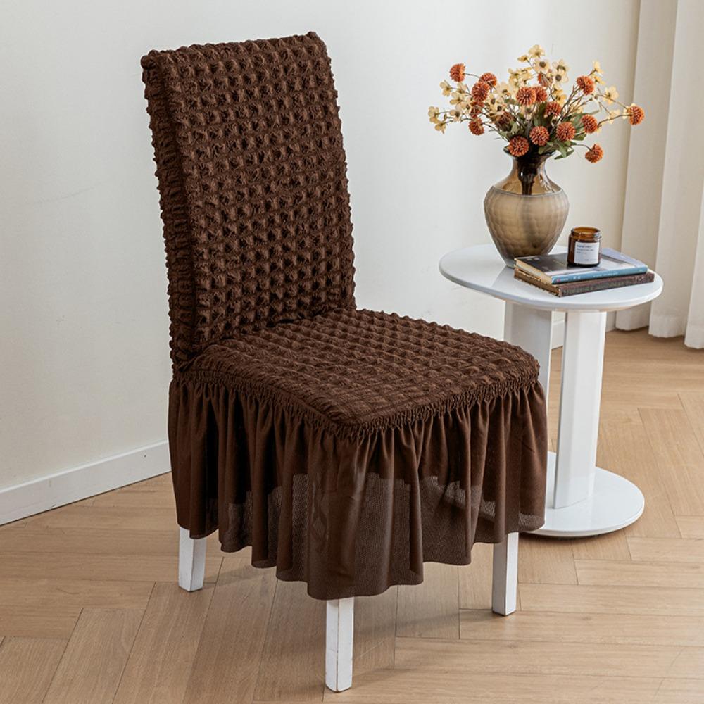 

Stretch Bubble Chair Covers Cream Universal Long Elastic Dining Seat Slipcovers for Girls 1pc
