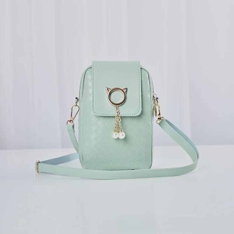 

Корейская модная женская плетеная сумка через плечо 2021 года зелёный