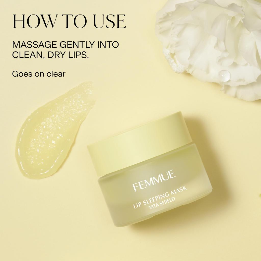FEMMUE Lip Sleeping Mask VS Lip Authentic Japanese Product Month (Vita Shield) 15g, Care, Moisturizing, Hydrating, Plant-Based, (Approx. 3-4 Supply)