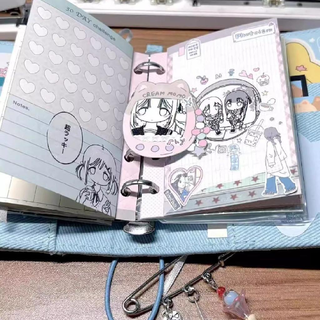 M5 5 Holes Pink Blue Love Cowboy Loose leaf Ledger High Beauty Portable Pocket Notebook