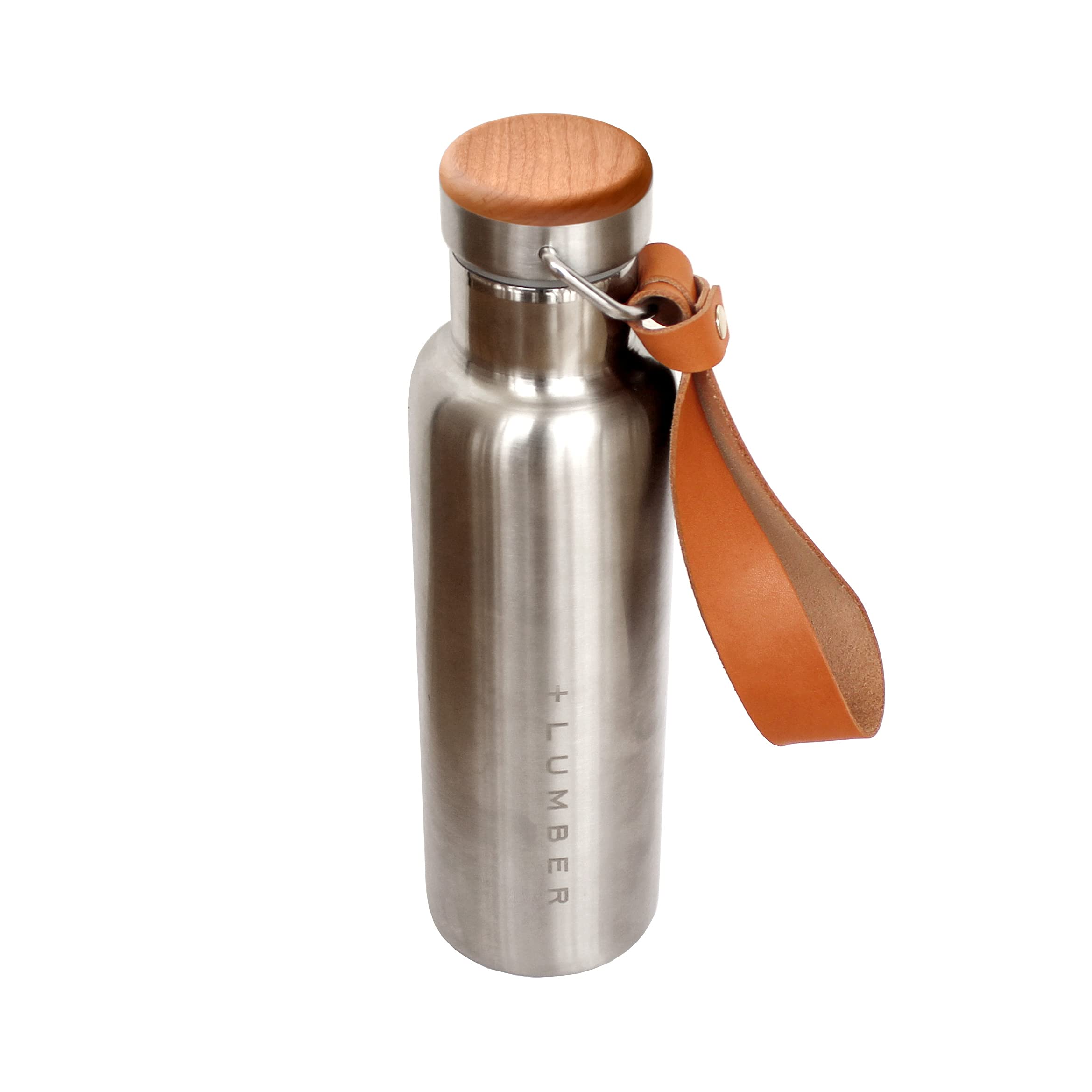 

by Hacoa THERMO BOTTLE A stylish thermos bottle that combines a stainless steel water bottle with fine wood leather +LUMBER (with strap) (Cherry 600)