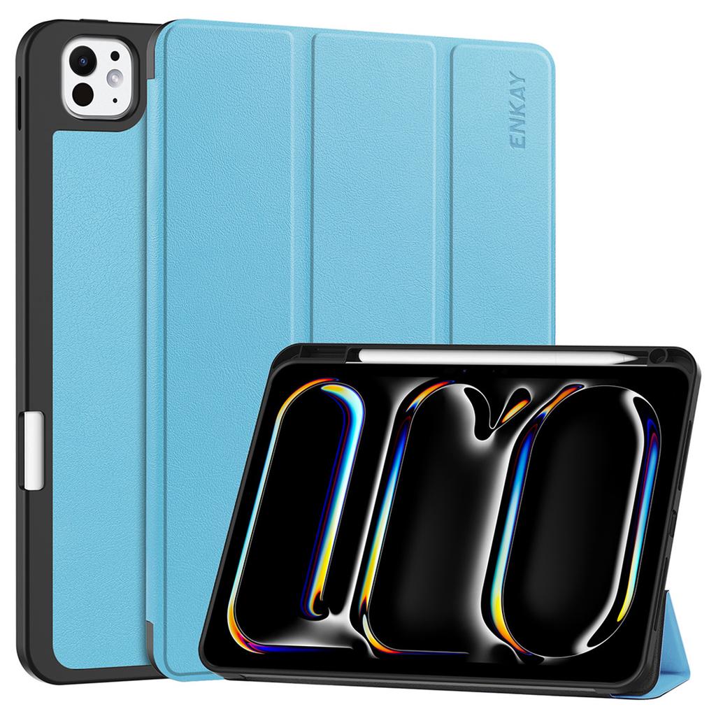 ENKAY HAT PRINCE For iPad Pro 11 (2025)/11 (2024) Tri-Fold Stand Tablet Case PU Leather+TPU Smart Cover with Pencil Holder