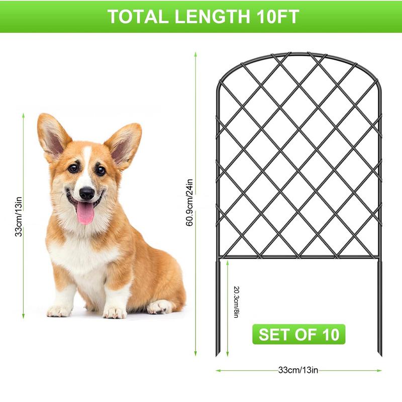 Garden Fence Metal Garden Fence 10X Heavy-Duty Wire Mesh Gate For Privacy Trellis Flower Bed Self-Standing Anti-Climb Pet