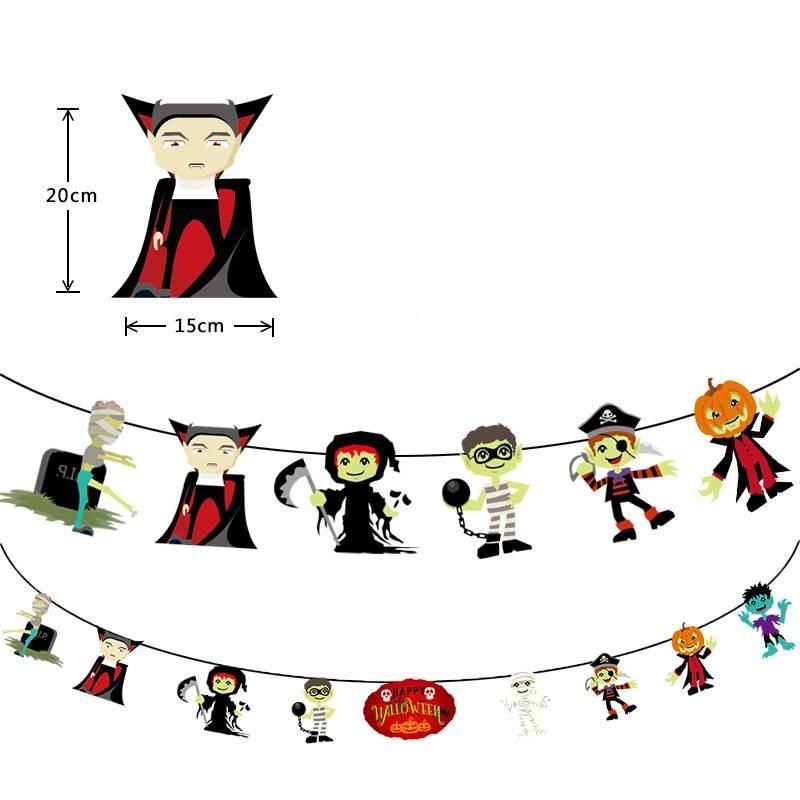 Pendant Flag Halloween Pumpkin Paper Art Party Scenes Layout Pennants Decoration