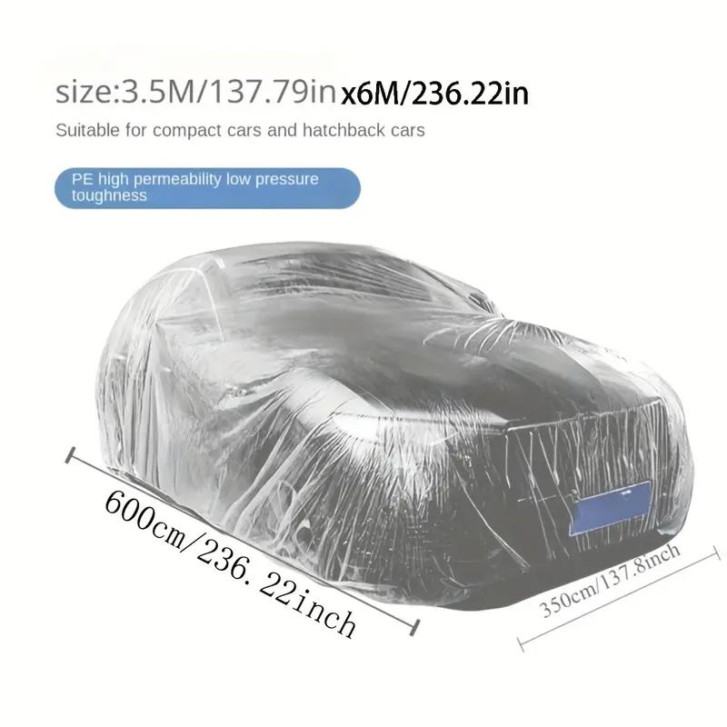 General Disposable Car Cover Simple Transparent Plastic Rain Cover Dust Protection Full Body Outer Cover Automobiles Accessories