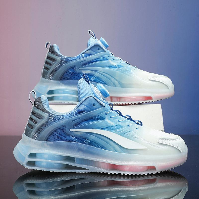 Rotating button men's shoes spring 2025 air cushion shock absorption junior high school students sports shoes teenagers older children running dad s