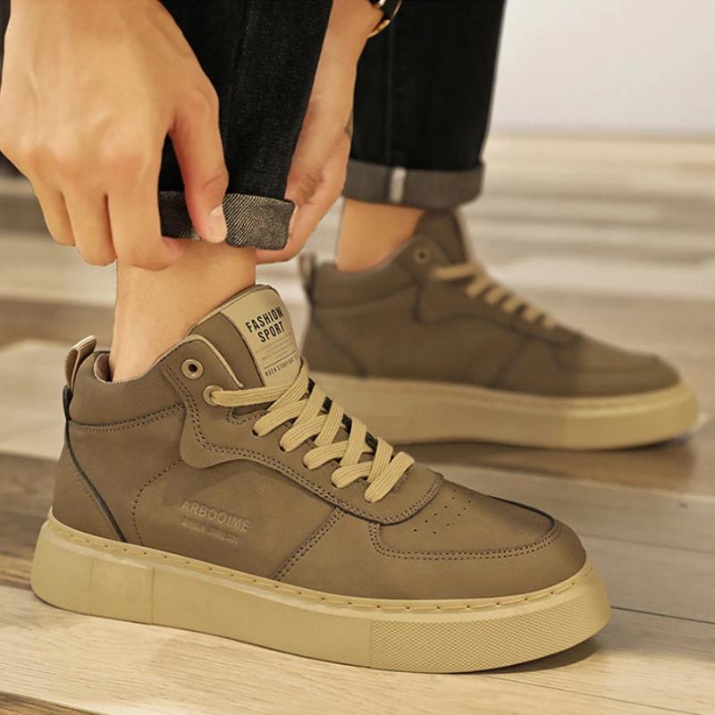 Men's High Top Causal Shoes Lace-up Comfor Men Sneakers Designer Non-Slip Ankle Boots Platform Men Walking Shoes Tenis Masculino