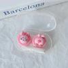 Girls Portable Contact Lenses Box Container Kawai Pink Rabbit Cow Fox Brown Bear Pattern Contact Lens with Tweezer Suction Stick