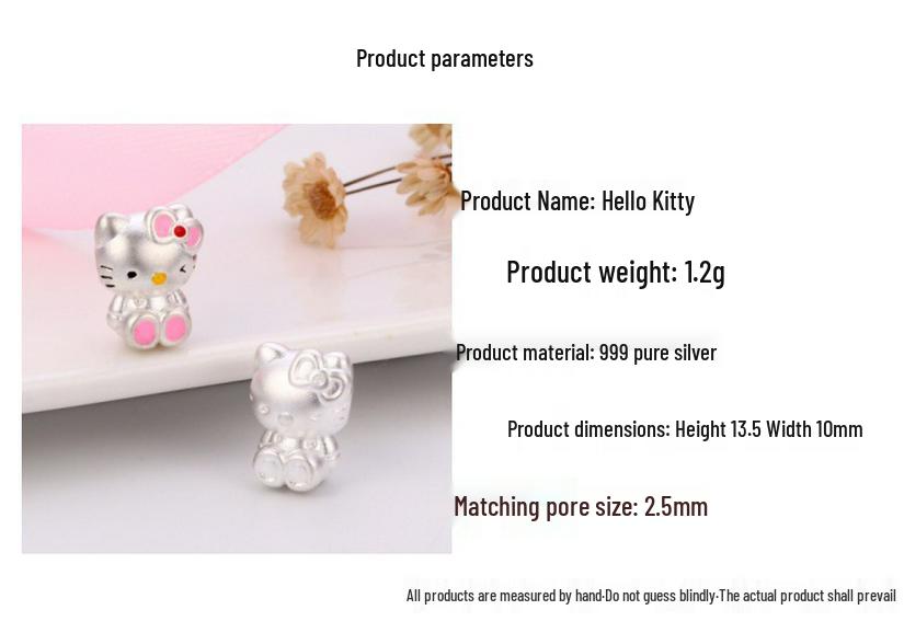 S999 Sterling Silver Hello Kitty DIY Beading Bracelet Kit with KT Cat Charms and Loose Beads