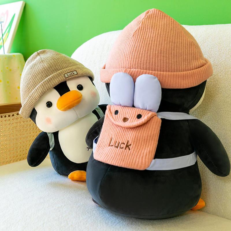 1 Piece Wearing Hat Penguin Comfort Sleep Companion Throw Pillow 23cm Backpack Little Penguin Doll Plush Toys Birthday Gift