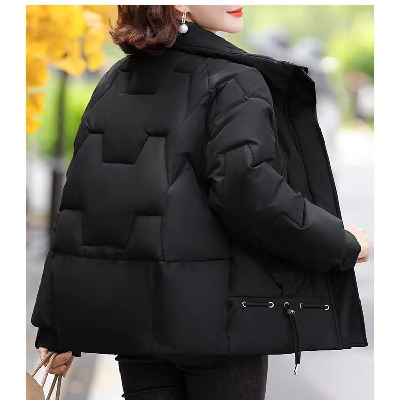 

Осенне-зимняя женская куртка с пухом, женское короткое пальто, стильное хлопковое пальто для женщин среднего и пожилого возраста S чёрный