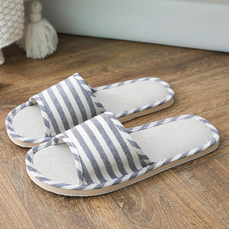 Japanese Style Women's Cotton Linen Slippers - Non-slip, Soft Sole for Indoor Use - Ideal for Summer, Spring, and Autumn.