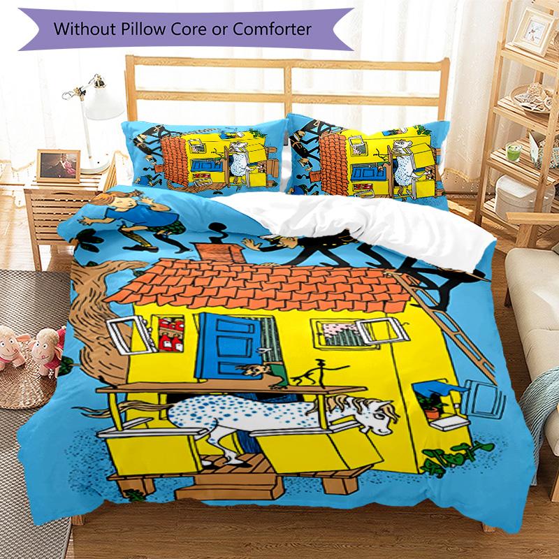 Pippi Dlouhá punčocha 3dílná povlaková souprava na peřinu Uzavírání Zahrnuje 1 povlak na peřinu & 2 povlaky na polštář pro všechna roční období Ložnice Domácí Dekorace Koleje