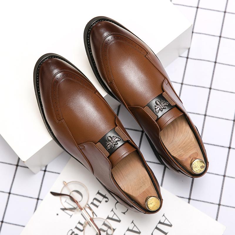 

Деловая и внешнеторговая формальная одежда мужские кожаные туфли ручной работы с острым носком и для ленивых людей педали металлические туфли-бини 46