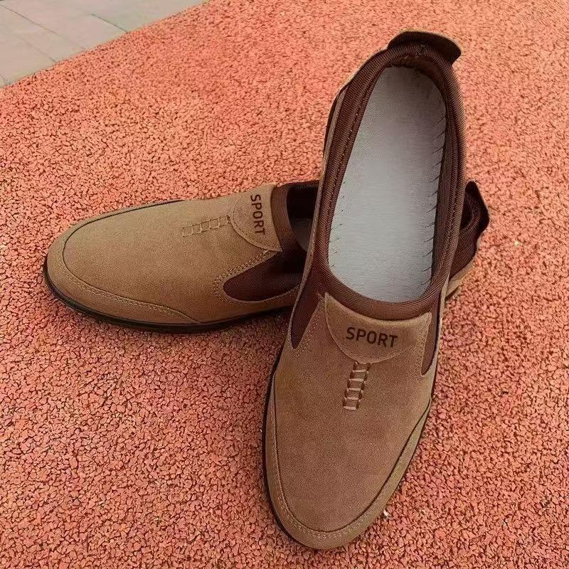 Men's Shoes Autumn Foot Cover Casual Flannel Shoes Soft Leather One Pedal Light Casual Comfortable Lazy Shoes Men's Doudou Shoes