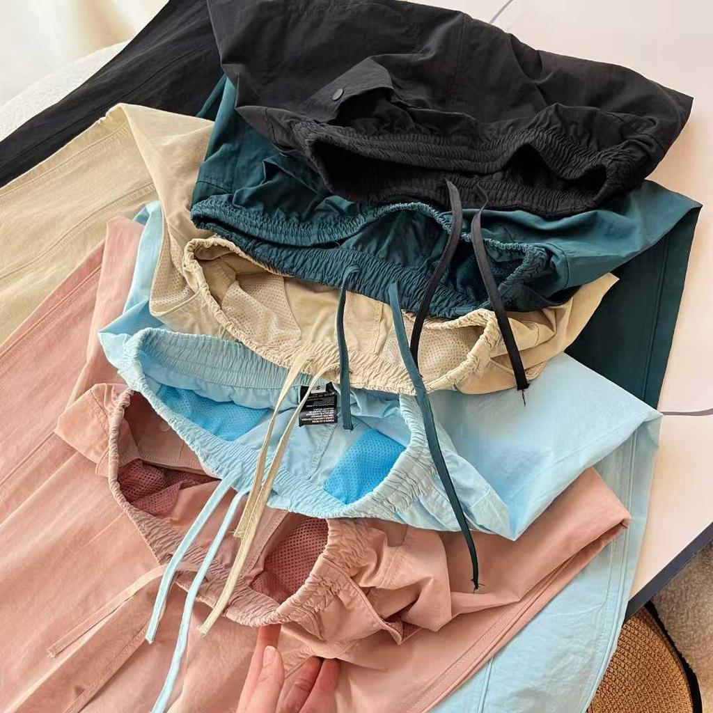 Japanese Style Women's Spring Casual Elastic Waist Cuffed Straight-Leg Pants