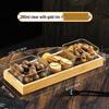 3-teiliges Set quadratische Glas-Servierplatte mit Fächern und goldenem Rand