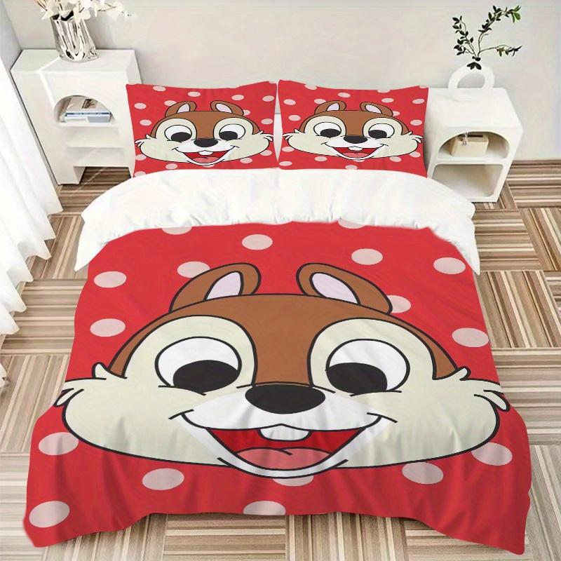 3pcs Chip 'n Dale Theme Bedding Set Includes 1 Quilt Cover and 2 Pillowcases, Comfortable Bedding with Stylish Design for Bedroom.S025
