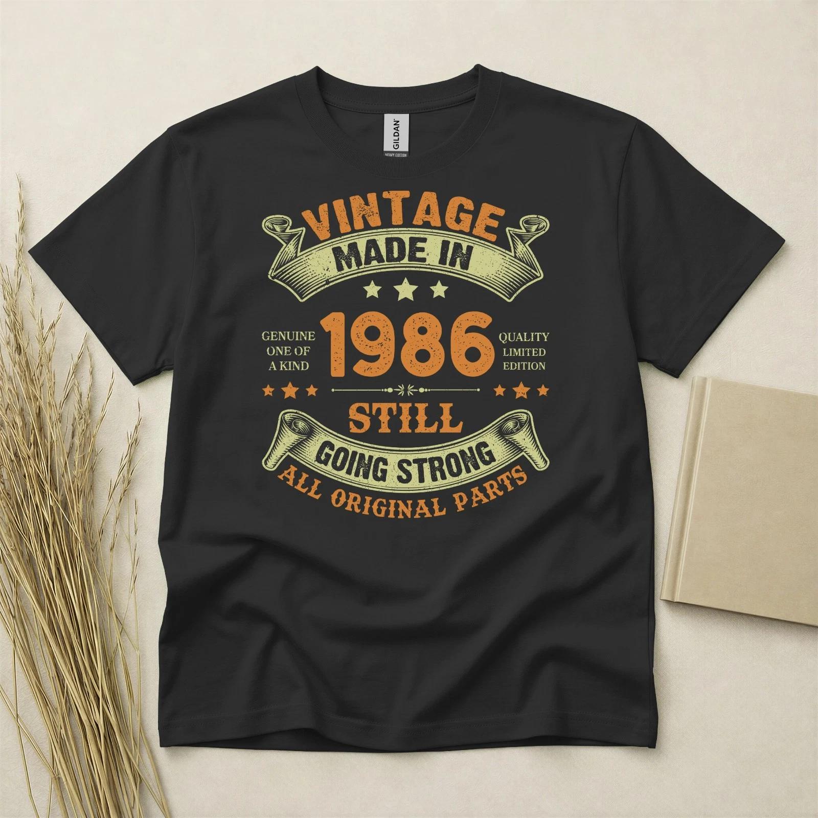 Vintage 1986 40th Birthday T Shirt Custom Year Gift Gildan Heavy Cotton Tee XL
