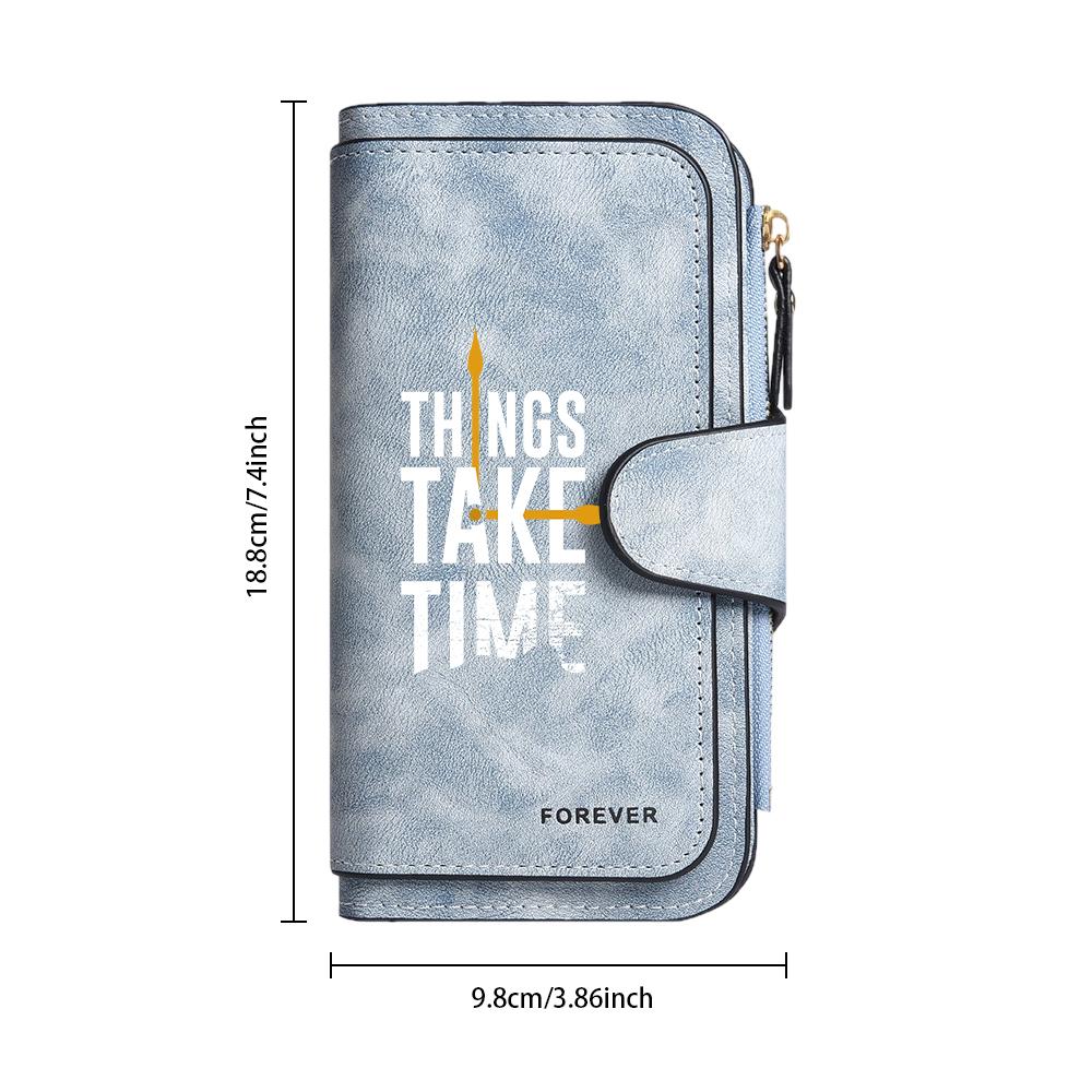 Elegant Long Wallet with Inspirational Slogan Portable Daily Use Card Holder Purse