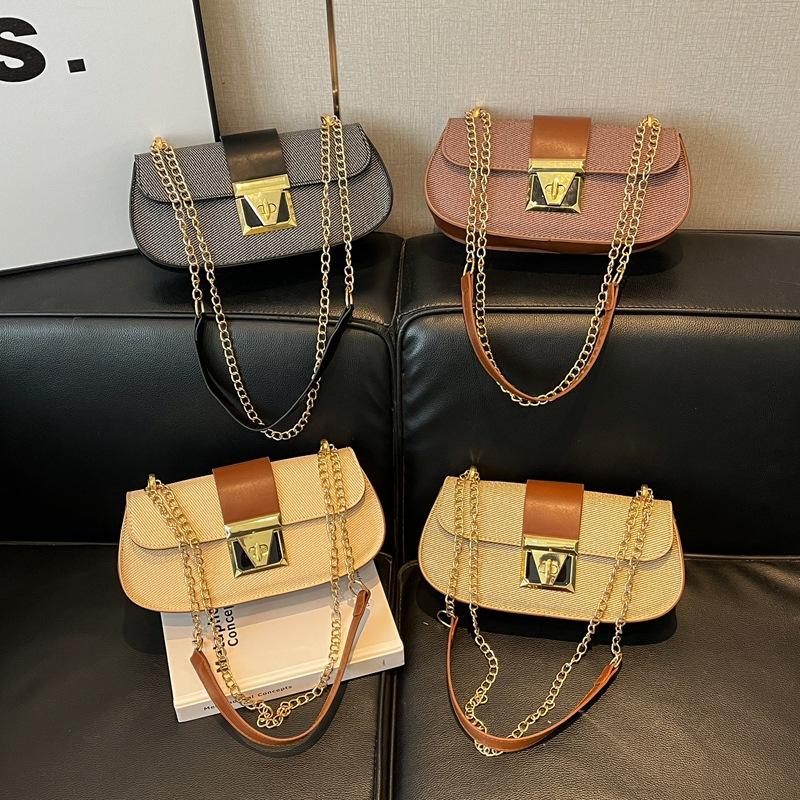 Trendy new underarm bag, contrast patchwork, singleshoulder crossbody bag, simple and versatile commuter bag