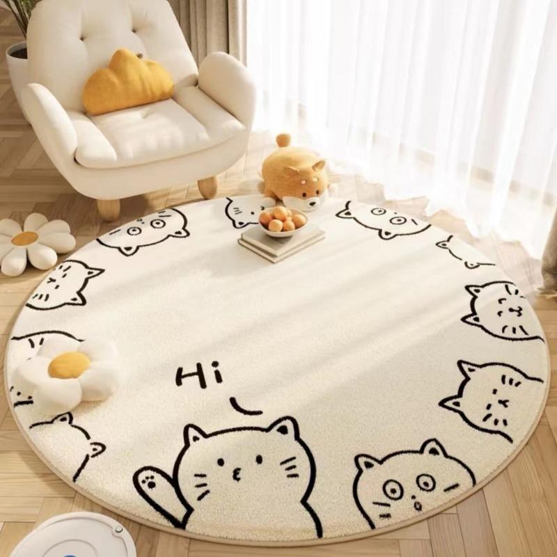 Fresh Print Large Area Round Rug Non-Slip Wear-resistant Circle Carpet for Living Room Bedroom Soft Floor Mat Home Decor Beauty