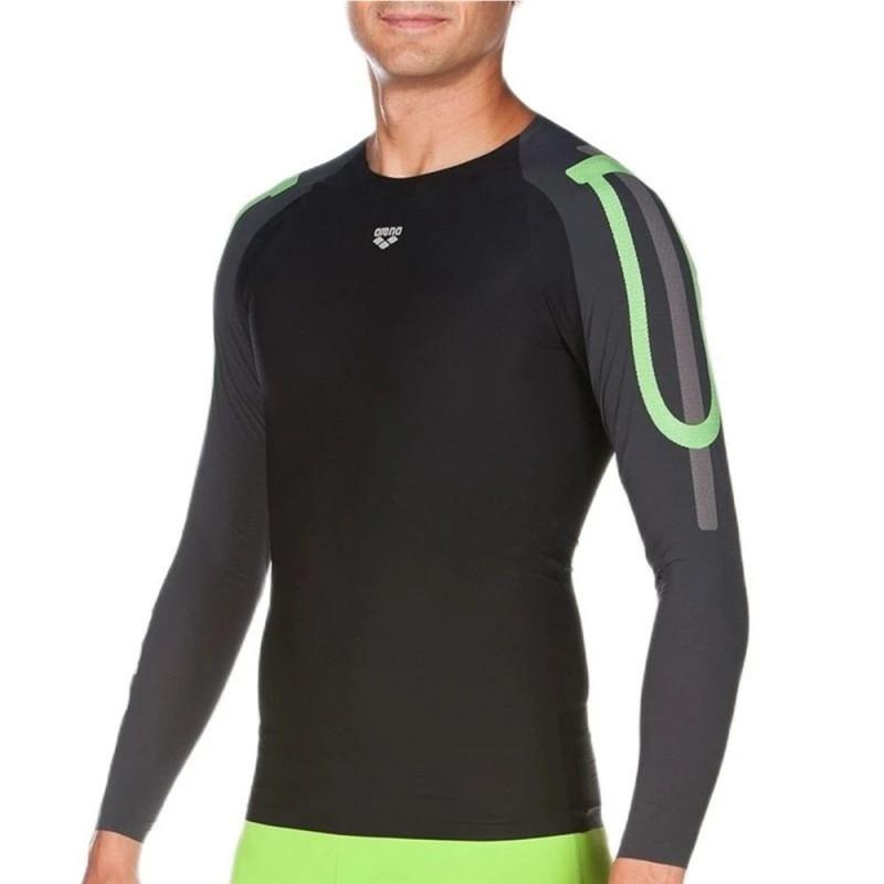 Mens Long Sleeve Rash Guard UPF 50 Quick Dry Compression Swim Shirt Surfing Diving Water Sports