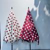 Korean Style Red Polka Dot Automatic Sun & Rain Umbrella – Windproof, Sun-Protective, 8 Ribs, Long Handle.