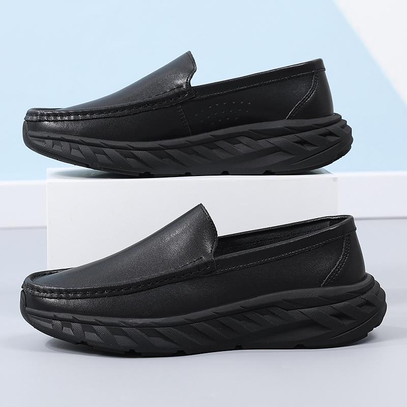 Men Loafers Platform Nurse Shoes Casual Wide Soft White Leather Shoes for Father Large Size Orthopedic Shoes