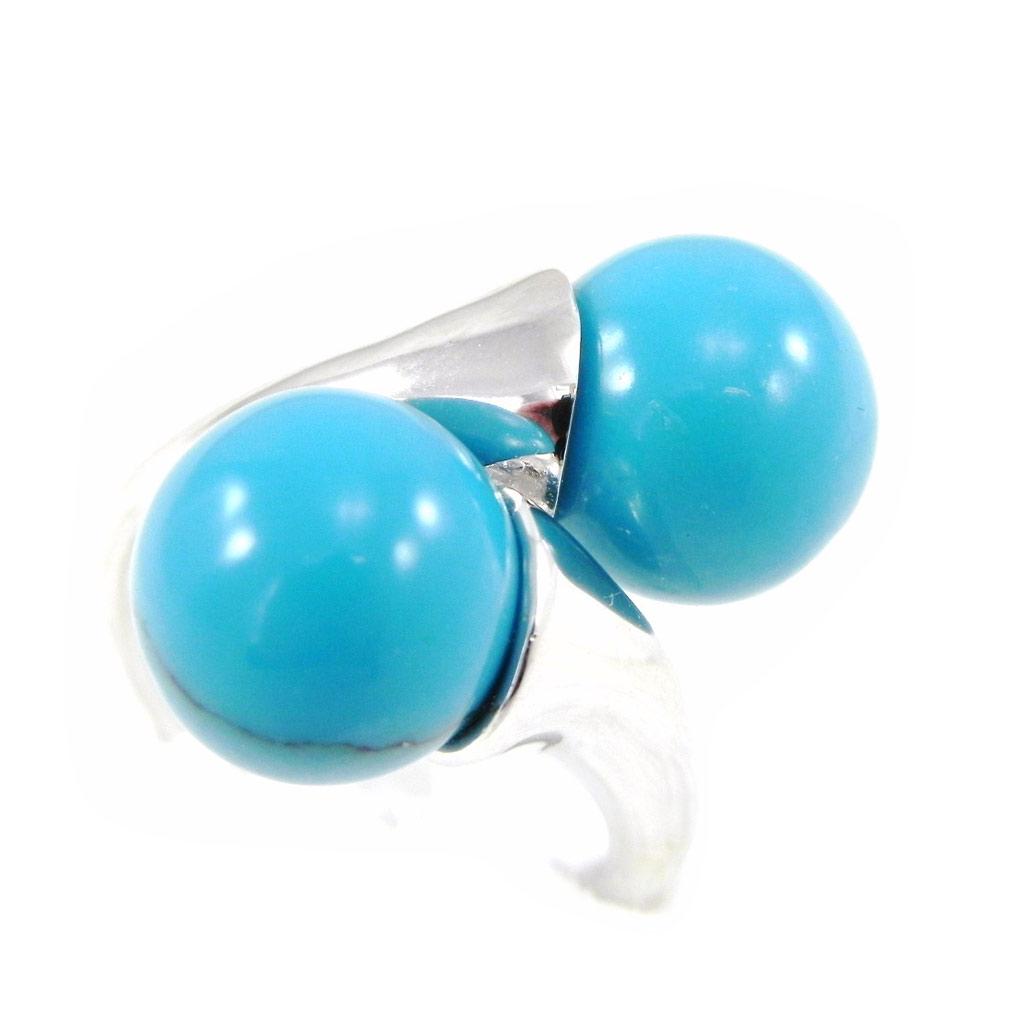 

Серебряное кольцо Toi & Moi серебро с бирюзой - 22 мм