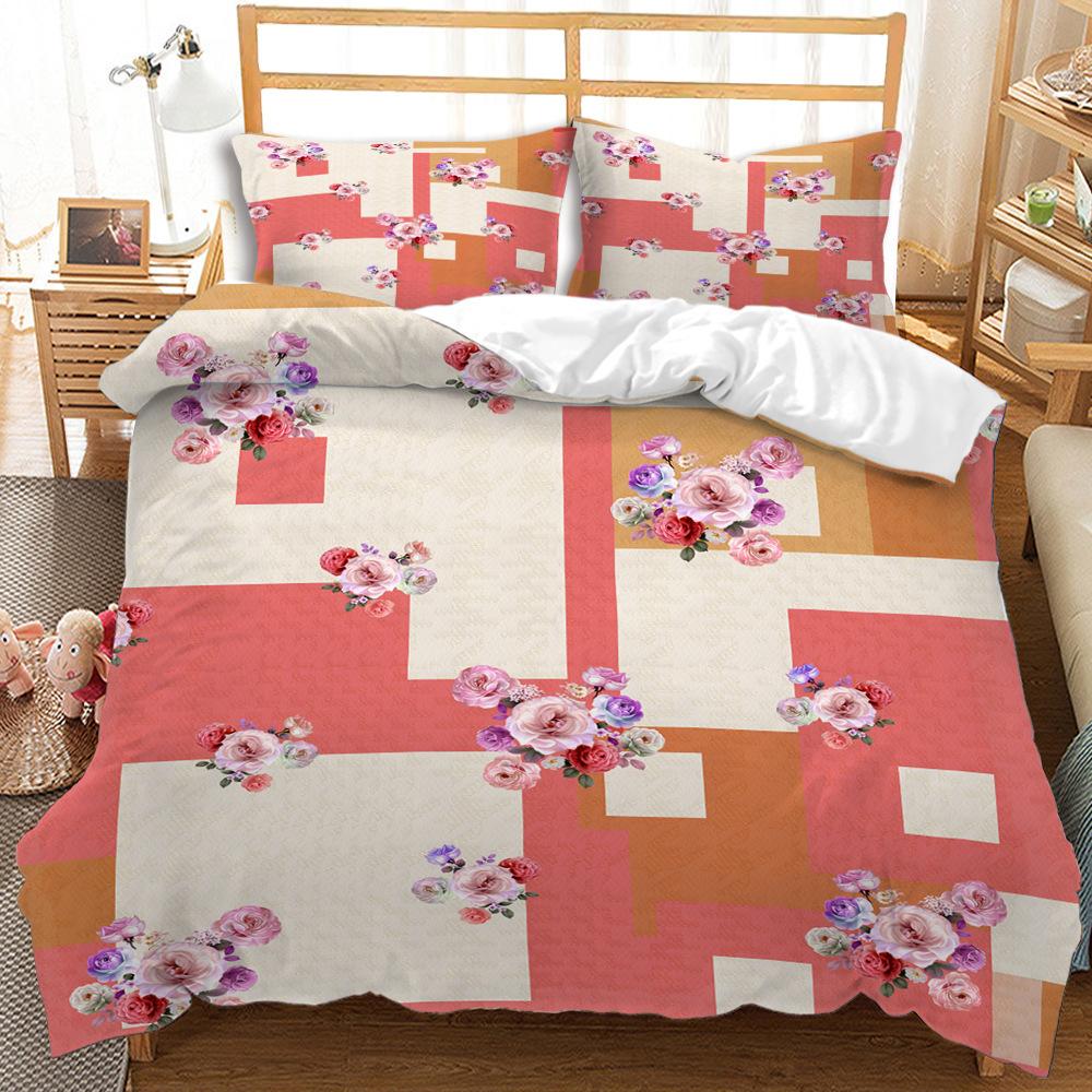 Quilt Cover And Wind Blue Pattern Digital Printing Bedding Three-Piece Set