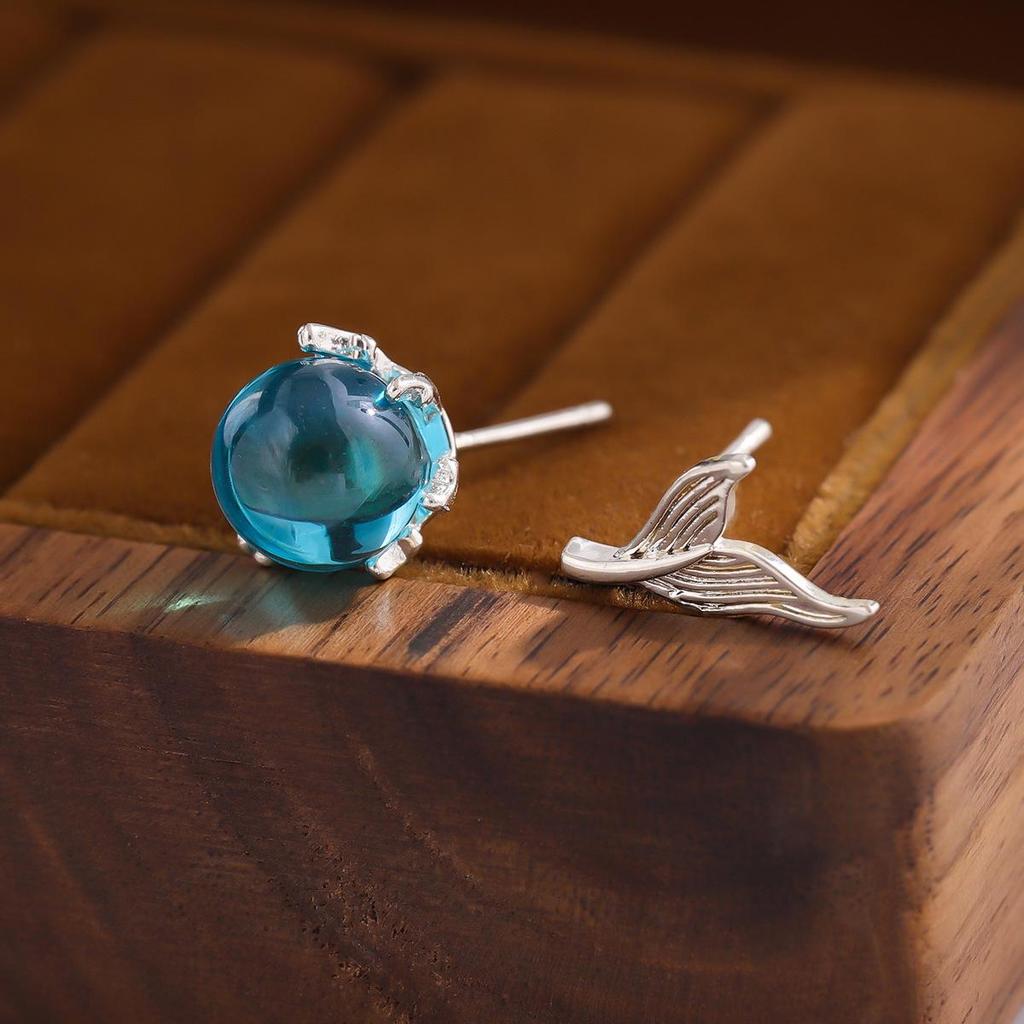 Blue Crystal Mermaid Fishtail Earrings
