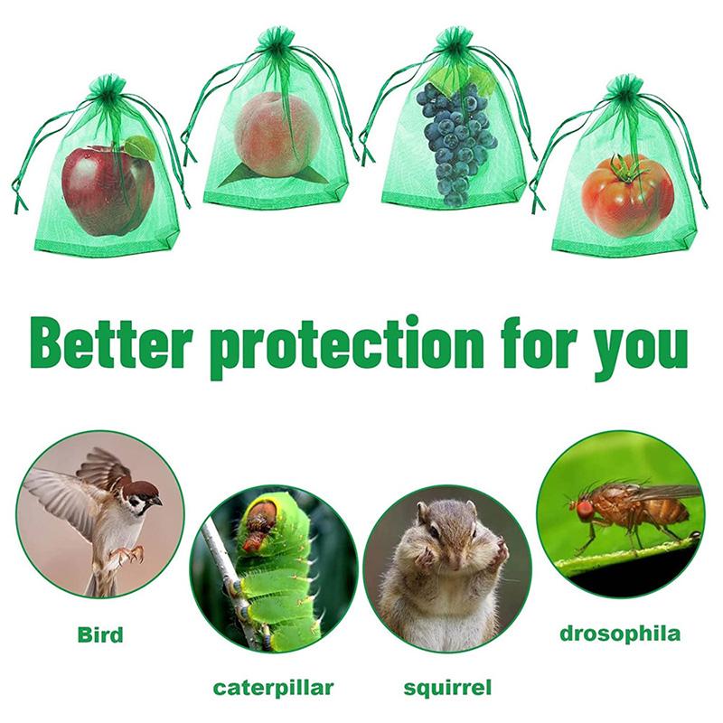 30Pcs Green Netting Fruit Grow Bags Vegetable Plant Fruit Protection Bags For Pest Control Anti-Bird Garden Tools