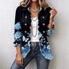 Women's Floral Print Long Sleeve Ruffle Trim Cardigan Top for Casual Everyday Wear