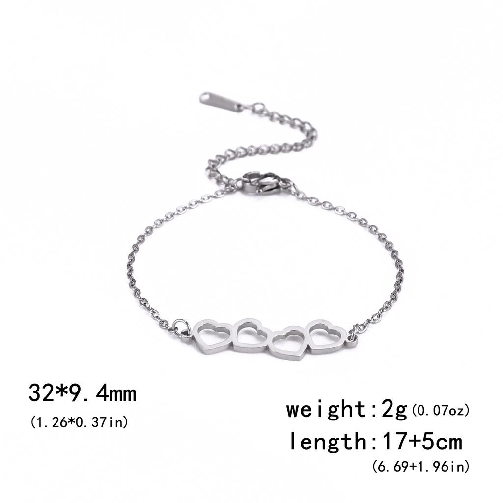 Love Hearts Romantic Exquisite Stainless Steel Bracelets for Women Link Chains Bracelet Light Luxury Elegant Anniversary Jewelry