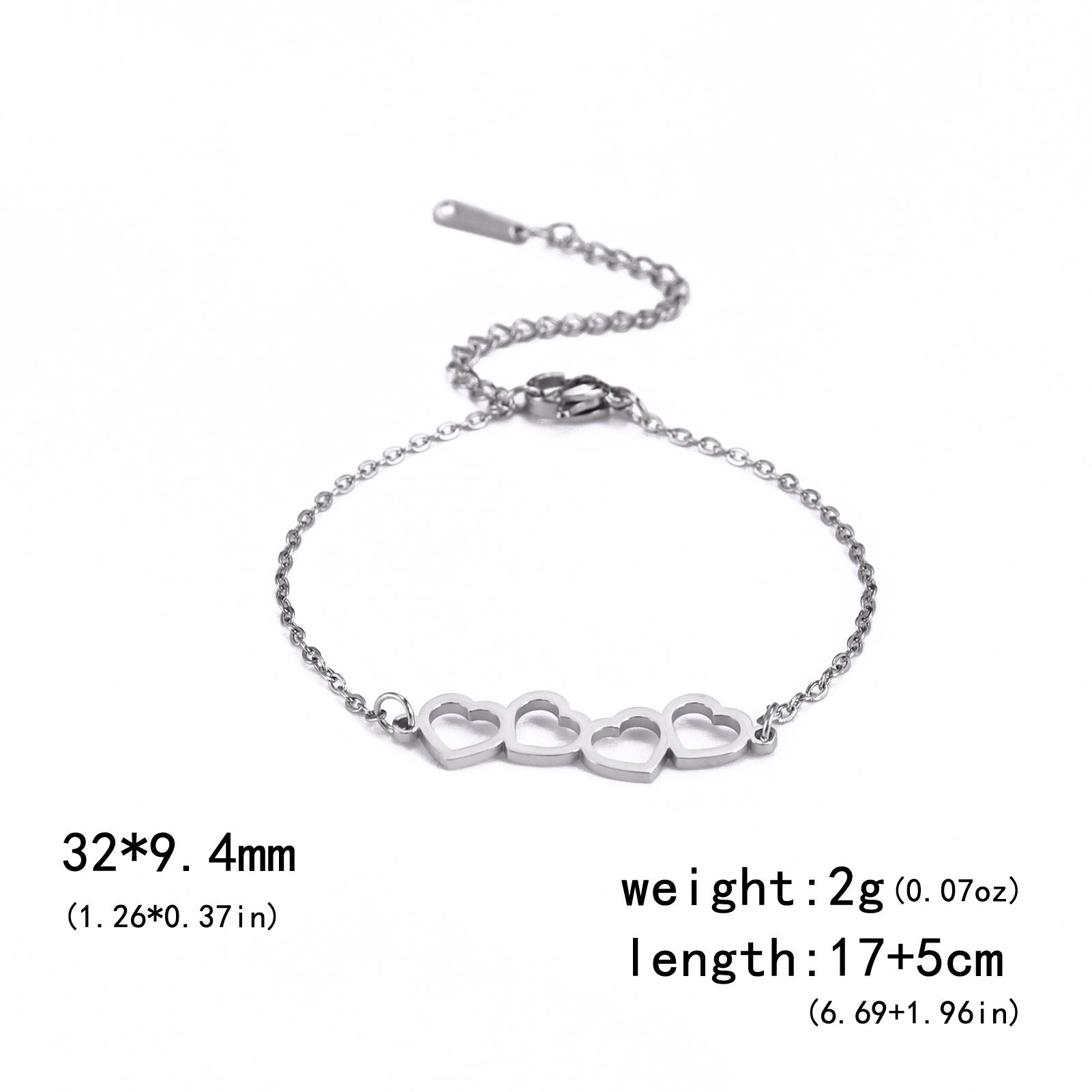 Hollow connected heart bracelet stainless steel women s sweet romantic simple heart-shaped bracelet Valentine s Day jewelry gift 17-22cm