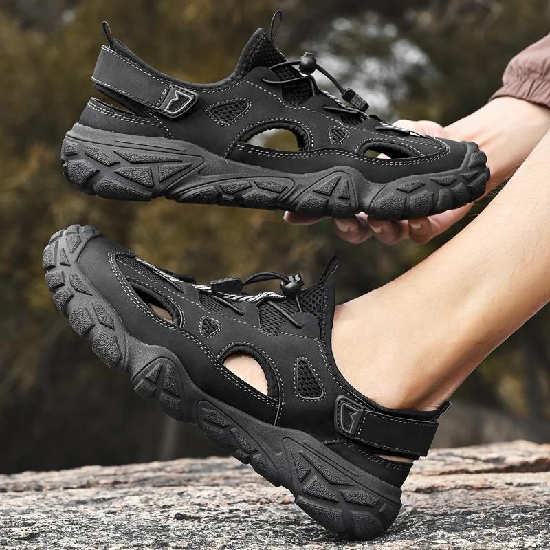 Fashion Men's Breathable Mesh Sandals Lightweight Outdoor Sports Shoes with Non-Slip Sole Summer Beach Leisure Hollow Design for Comfort