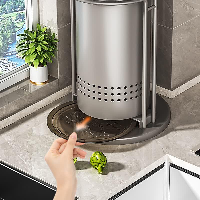 Rotating Kitchen Knife and Utensil Organizer with Drain Tray
