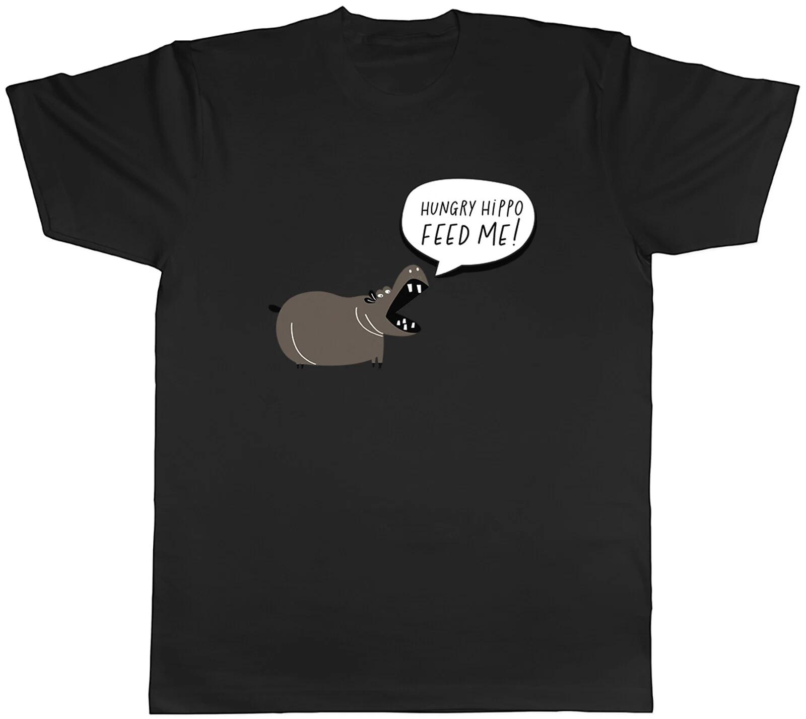 Hungry Hippo Mens T-Shirt Feed Me Hippopotamus Lover Tee Gift XXL