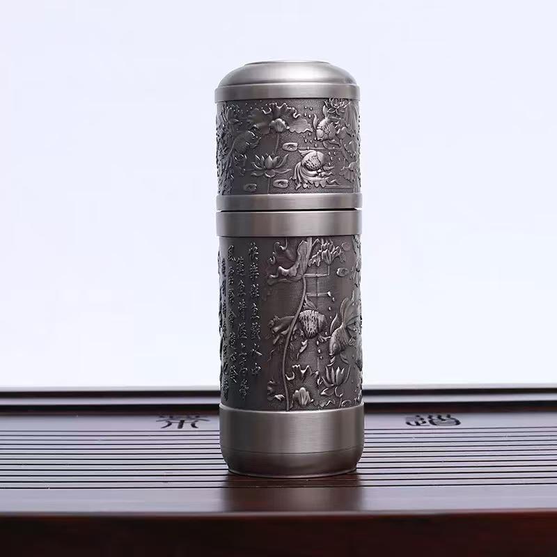 Jinyu Mantang Silver Cup Relief Silver Plated Health Cup Water Cup Insulated Cup Gift Business Silver Cup 360ml серебряный