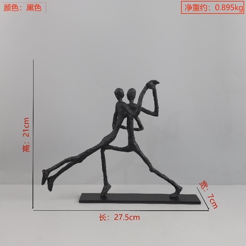 Geometrische Gusseisenfigur Skulptur Ornament Wohnzimmer Schwarze Skulpturen Handwerkskunst Charakterstatuen Heimdekorationen Figuren