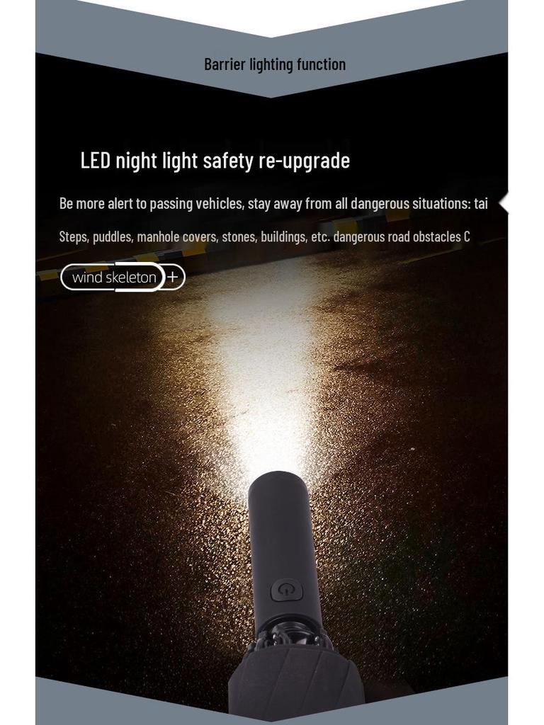 LED-Licht Sicherheitsreflektierender Winddichter Regenschirm für Männer & Frauen - Verstärkt, Groß & Verdickt für Geschäfts- & Sturmbedingungen